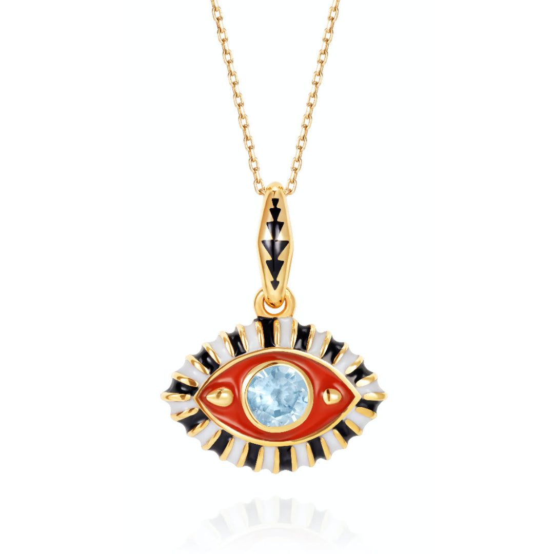 Olivenorma Stainless Steel Colorful Evil Eye Zircon Pendant Necklace - Red & White Zircon - image 3