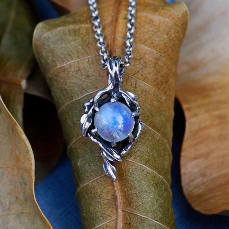 Olivenorma Moonstone Flame Drop Pendant Necklace