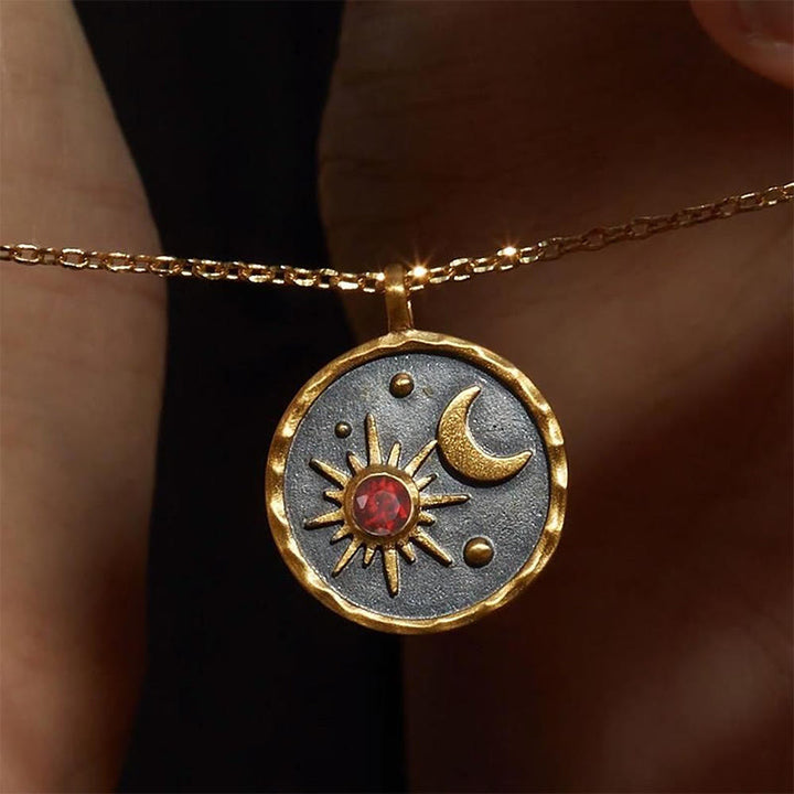 Olivenorma "Day and Night"-Sun & Moon Birthstone Necklace