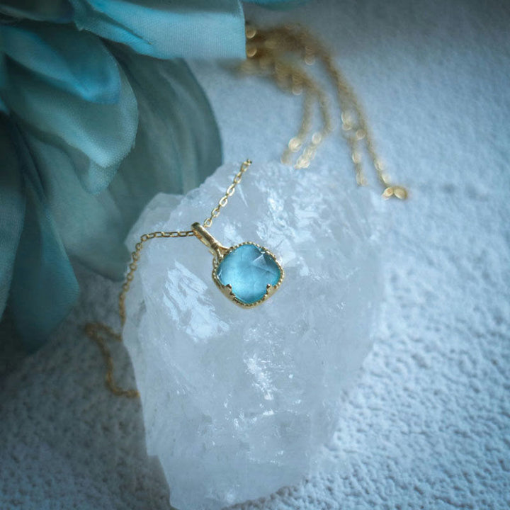 Olivenorma Square Faceted Aquamarine Necklace