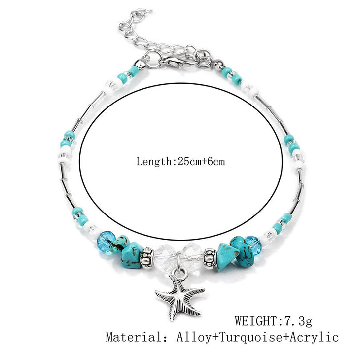 Olivenorma Turquoise Starfish Wave Charm Bracelet Anklet