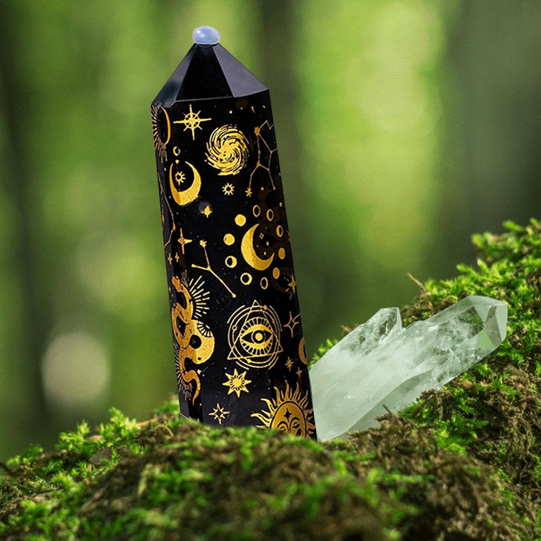 Olivenorma Obsidian Crystal Tower Hexagonal Crystal Wands