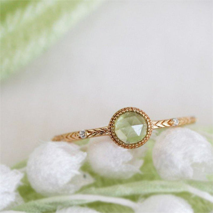 Olivenorma Natural Round Cut Green Peridot Ring