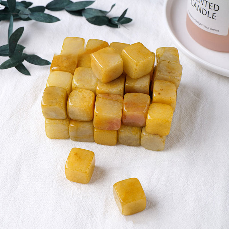 Olivenorma Yellow Agate Crystal Cube Natural Stone