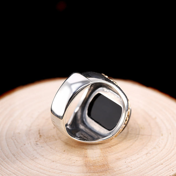 Olivenorma "Man Of Distinction" Vintage Men's Obsidian Signet Ring