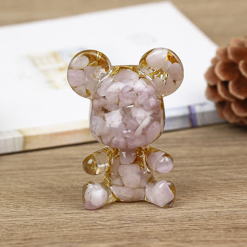 Olivenorma Cute Crystal Bear Gemstone Decoration - Lepidolite+Foil - image 26