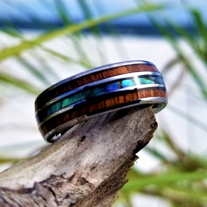 FREE Today: Koa Wood and Abalone Shell Tungsten Ring - image 4