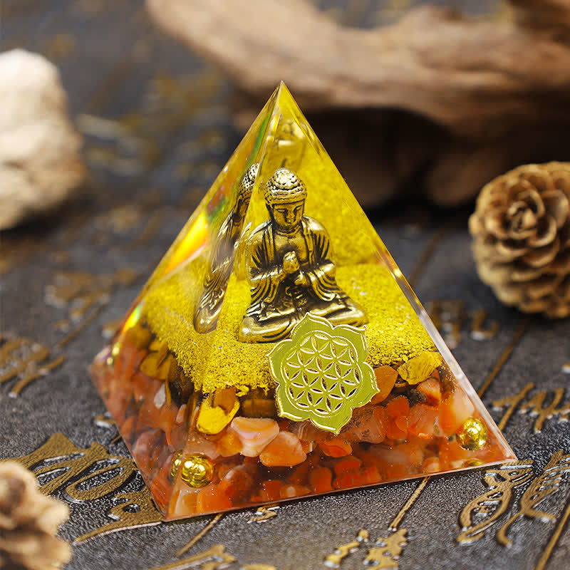 Olivenorma Red Jasper With Buddha Orgone Pyramid