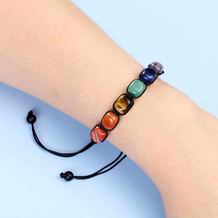 Olivenorma 7 Chakra Crystal Gemstone Bead Braided Wrap Men Bracelet  - image 4