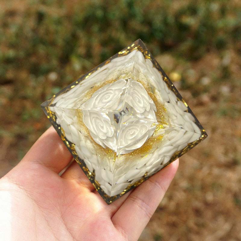 Olivenorma Natural White Jade Healing Orgone Pyramid