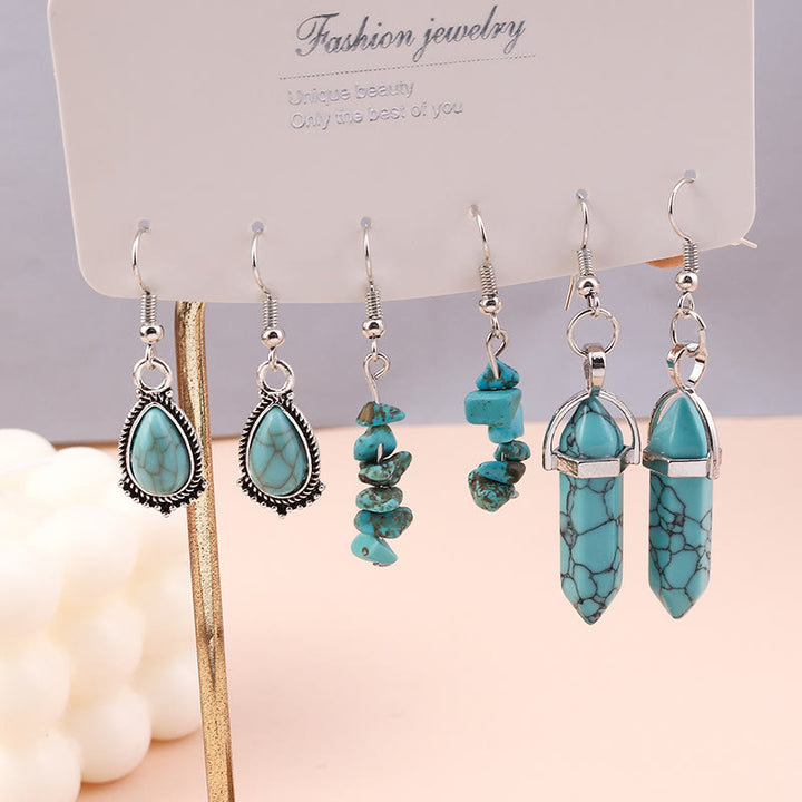 Olivenorma Turquoise Earrings Multi-layered Necklace Set