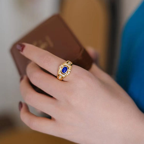 Olivenorma Vintage Lapis Lazuli Adjustable Ring