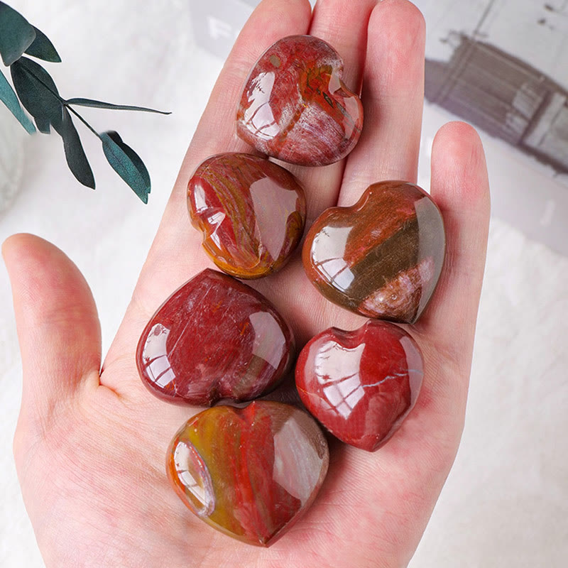 Olivenorma Red Agate Polished Play Stone Crystal Heart