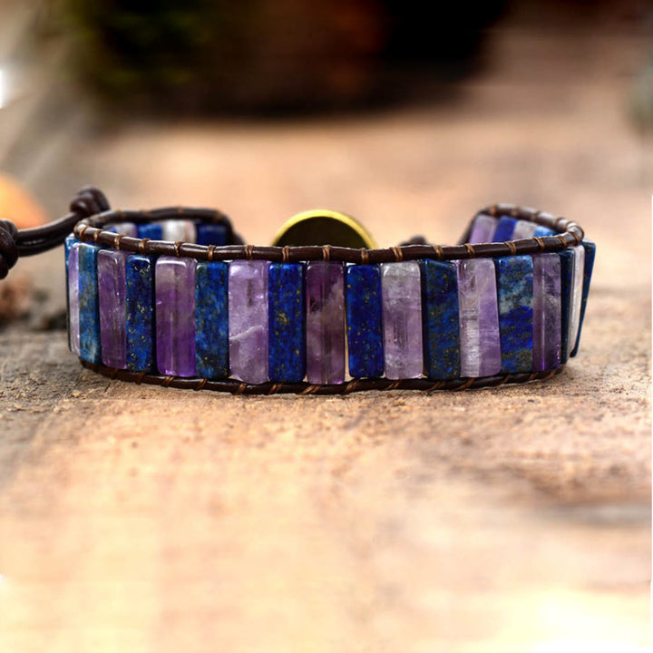 Olivenorma Natural Stone Square Leather String Wrap Bracelet - image 11