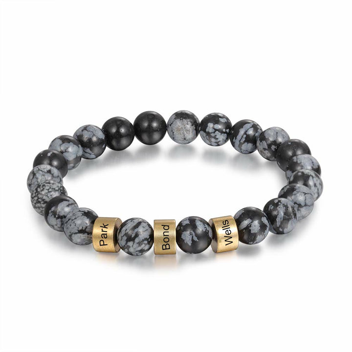 Olivenorma Natural Stone Engraving Personalized Beads Men Bracelet