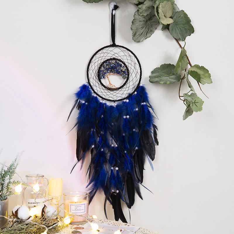 Olivenorma Crystal Tree Of Life Feather Glow Dream Catcher