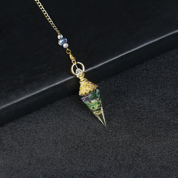 Olivenorma Natural Crystal Resin Hexagonal Pyramid Pendulum