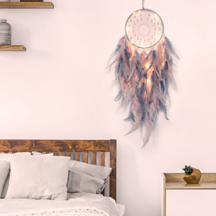 Olivenorma LED Light Up Handmade Feather Dream Catcher