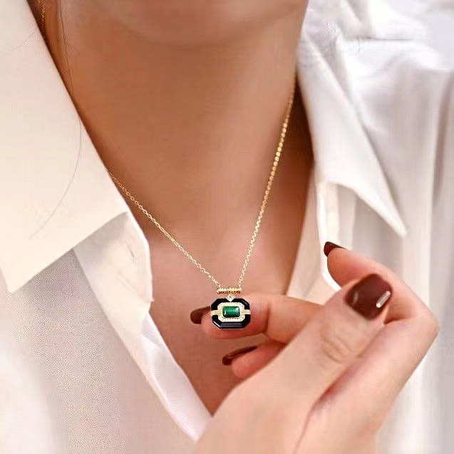 Olivenorma "Beyond the Oasis" Emerald Vintage Necklace