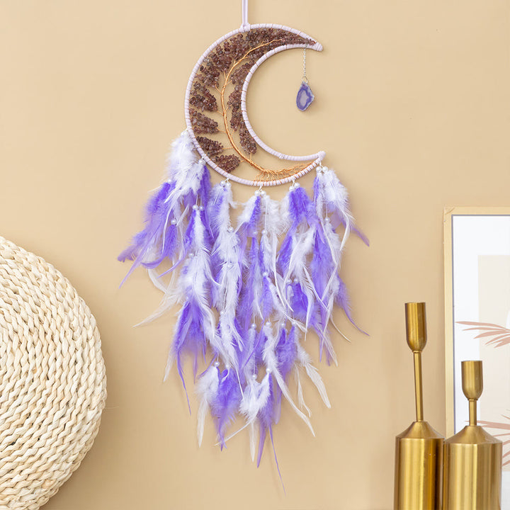 Olivenorma Natural Gravel Woven Tree of Life Moon Dream Catcher