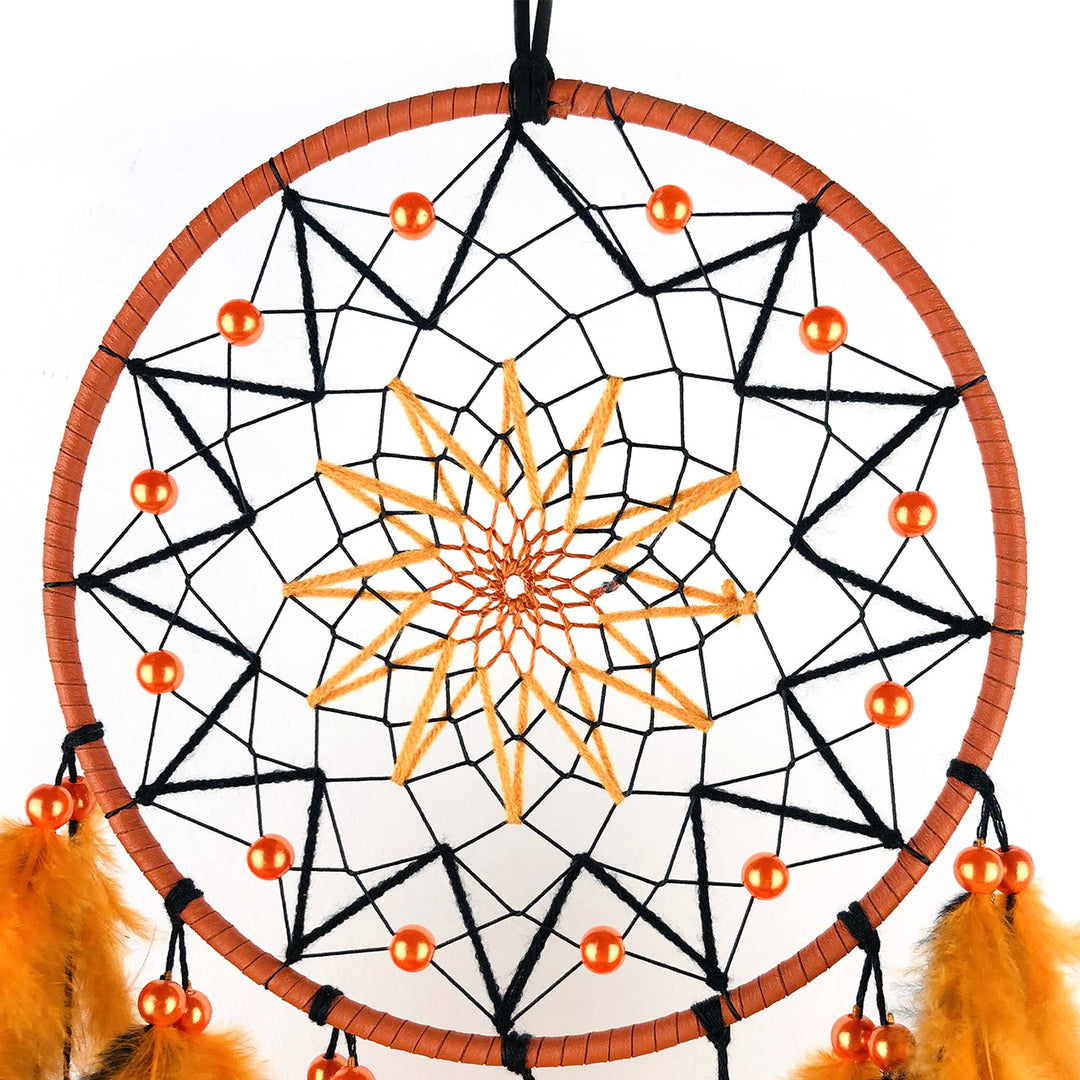 Olivenorma Acrylic Beads Orange Feather Handmade Halloween Dream Catcher