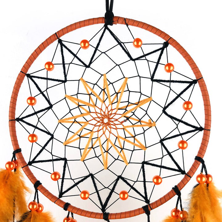 Olivenorma Acrylic Beads Orange Feather Handmade Halloween Dream Catcher