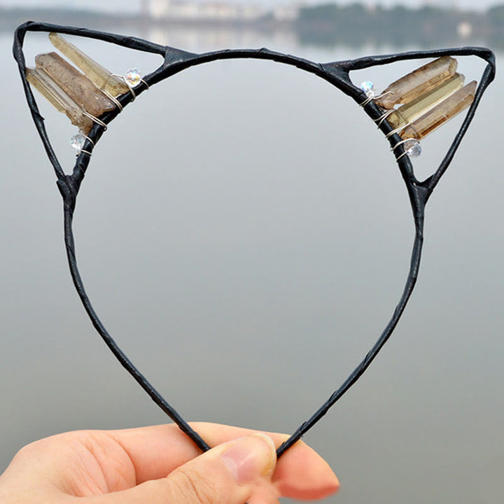 Olivenorma Electroplating Crystal Cat Ears Headband