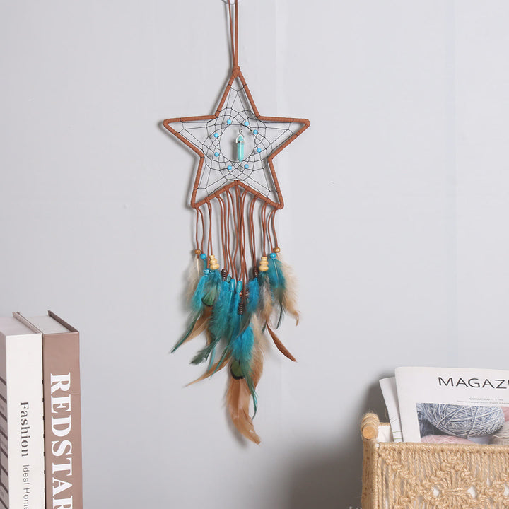 Olivenorma Turquoise Pendant Blue Brown Feather Dream Catcher - image 3