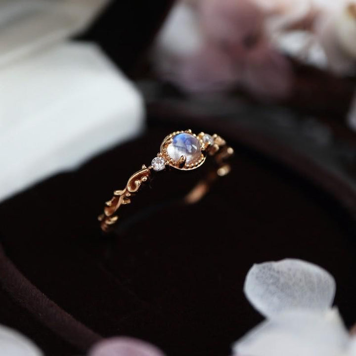 Olivenorma Natural Moonstone Zircon Delicate Ring