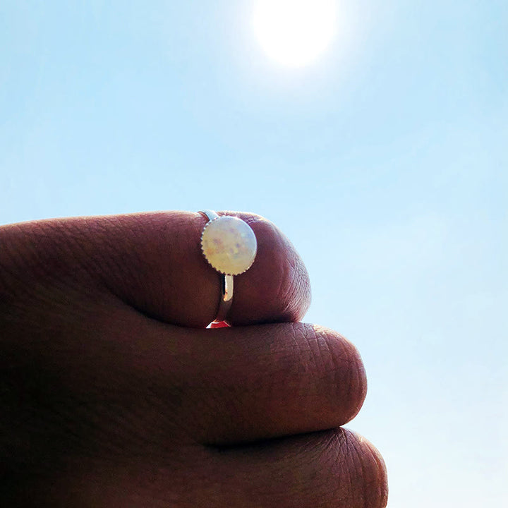 Olivenorma Opal Moonstone Simple Half Circle Adjustable Ring