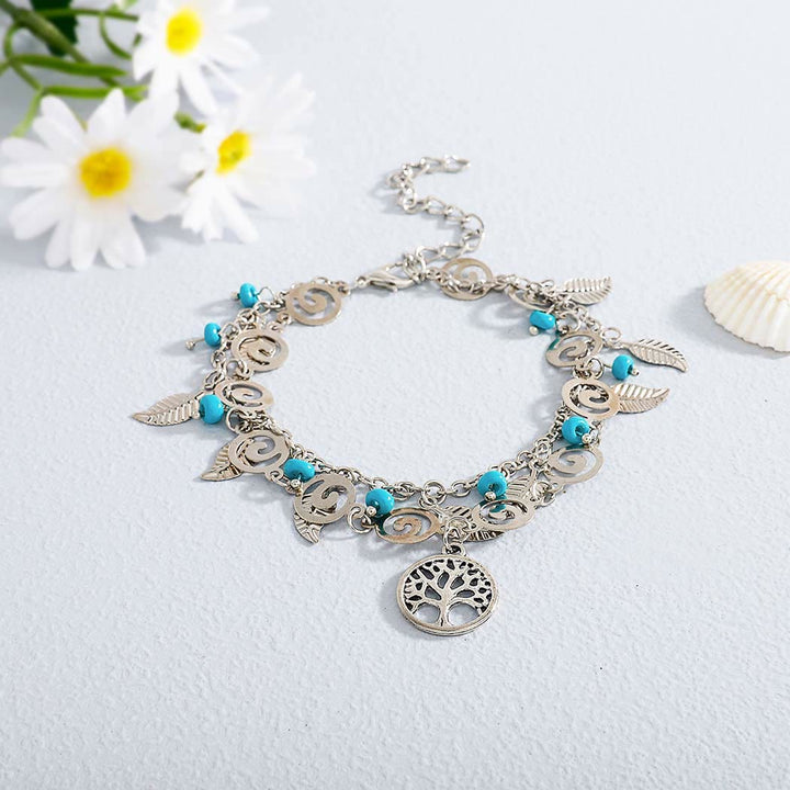 Olivenorma Turquoise Tree of Life Pendant Bracelet Anklet