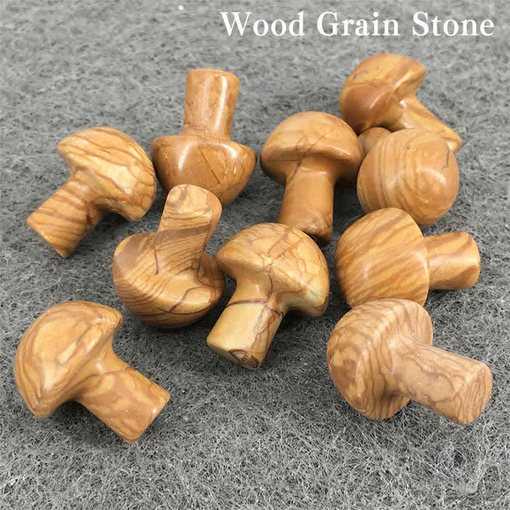Olivenorma Natural Crystal Mini Mushroom Decoration  - Wood Grain Stone - image 12