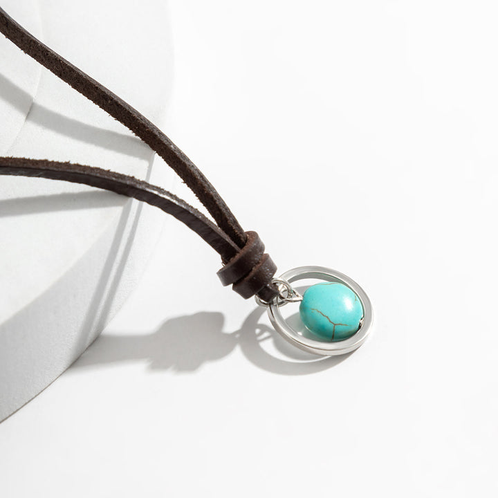 Olivenorma Silver Ring Turquoise Leather Necklace