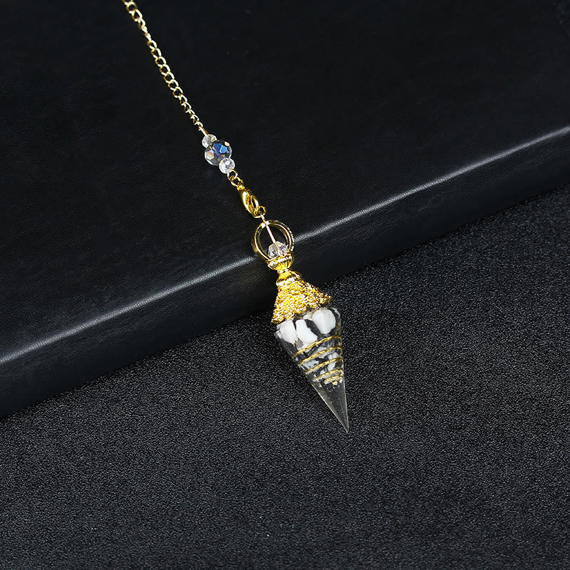 Olivenorma Natural Crystal Resin Hexagonal Pyramid Pendulum