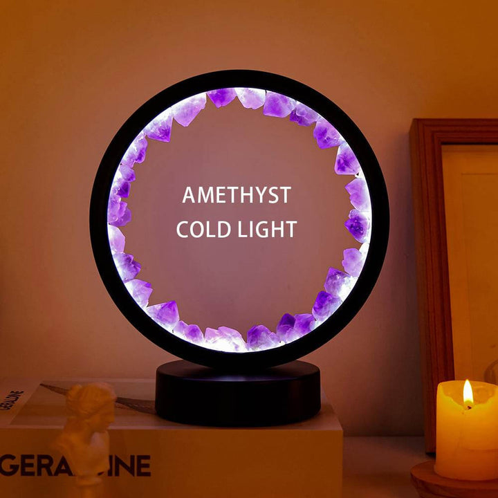 Olivenorma Natural "Amethyst Crystal Cluster Zen Light" Lamp Lights LED Decoration Rechargeable - Amethyst&Cold Light - image 2