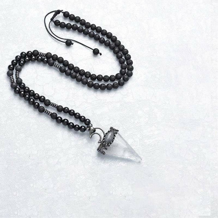 Olivenorma Natural Crystal Triangle Shape Pendant Necklace