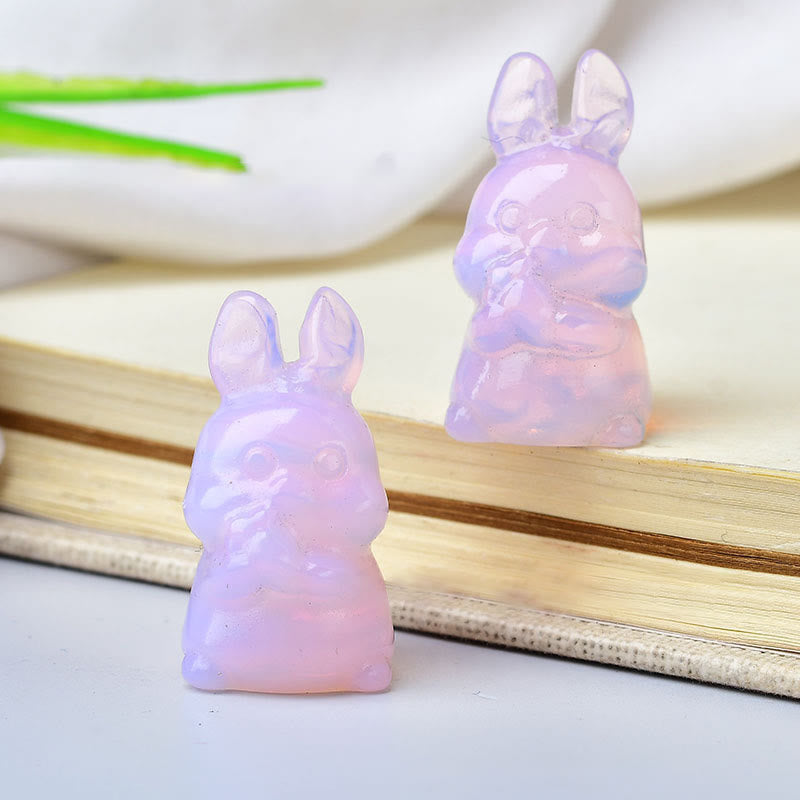Olivenorma Natural Crystal Carrot Rabbit Carving Gemstone Decoration - Pink Opalite - image 3