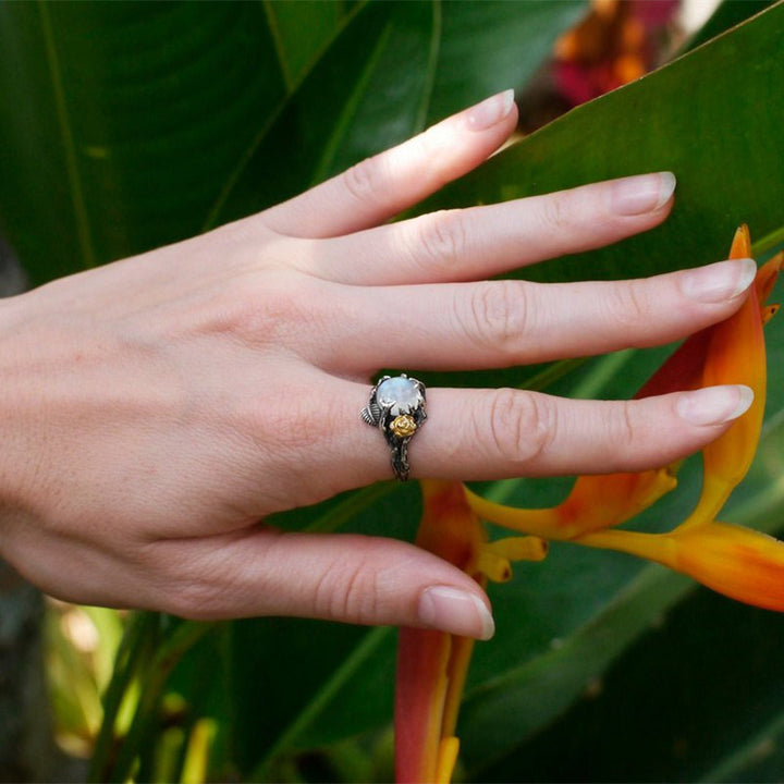 Olivenorma Moonstone Rose Orgone Ring