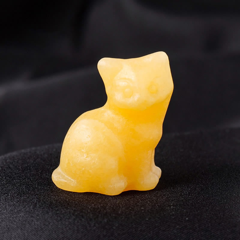 Olivenorma Natural Crystal Lucky Cat Carved Gemstone Decoration - Yellow Aventurine - image 40