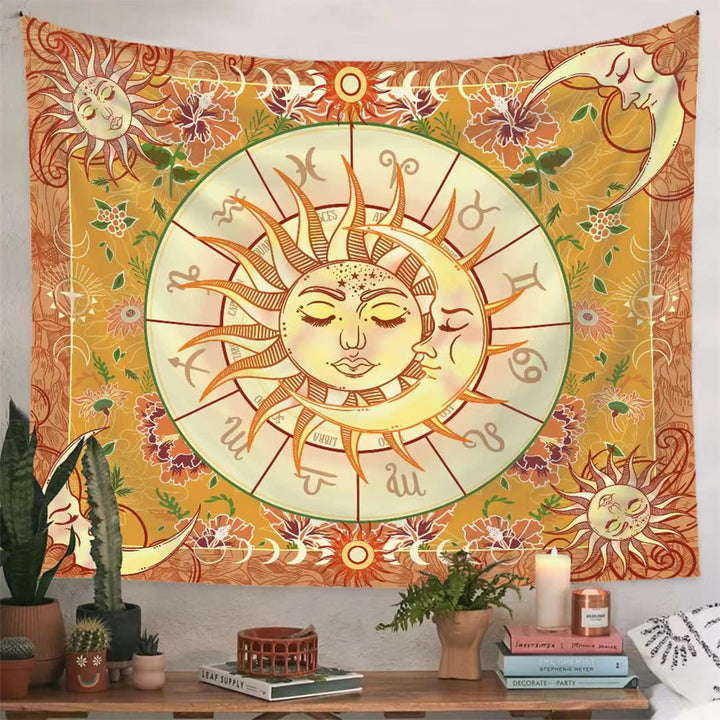 Olivenorma Yellow Sun Boho Zodiac Tapestry