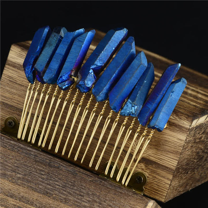 Natural Crystal U Shape Hair Comb Crystal Crown