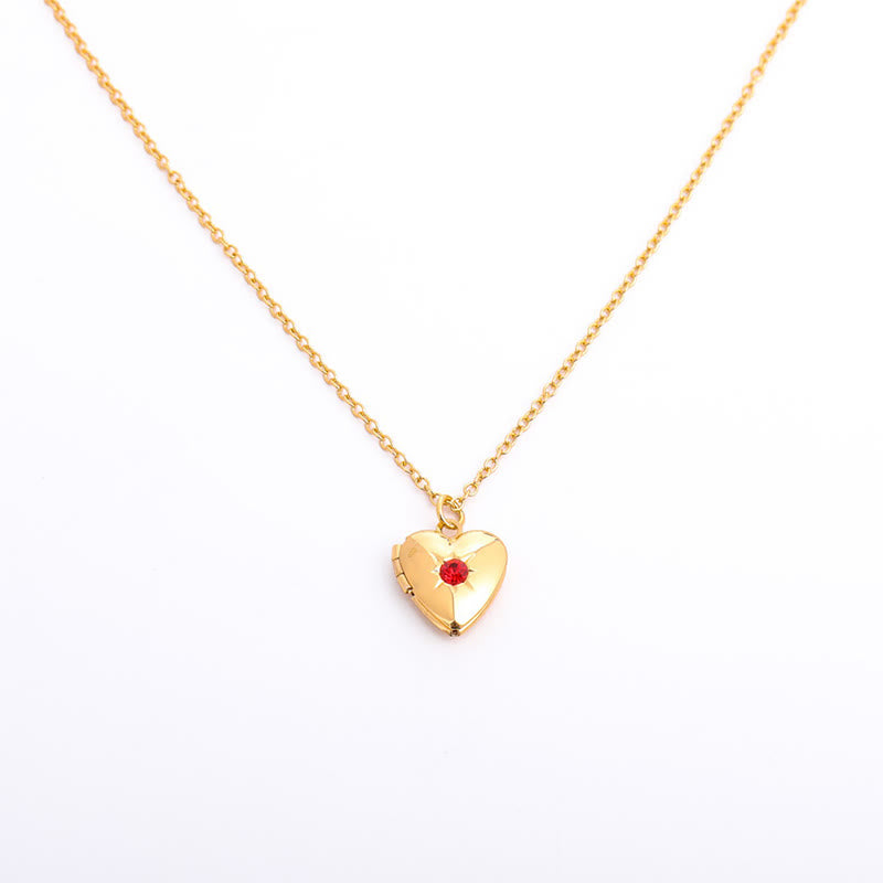 Olivenorma "Shine in My Heart"-Birthstone Heart Album Necklace