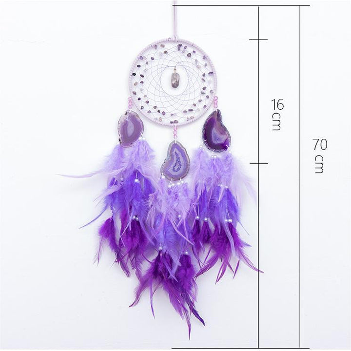 Olivenorma Amethyst Purple Agate Braided Flower Dream Catcher