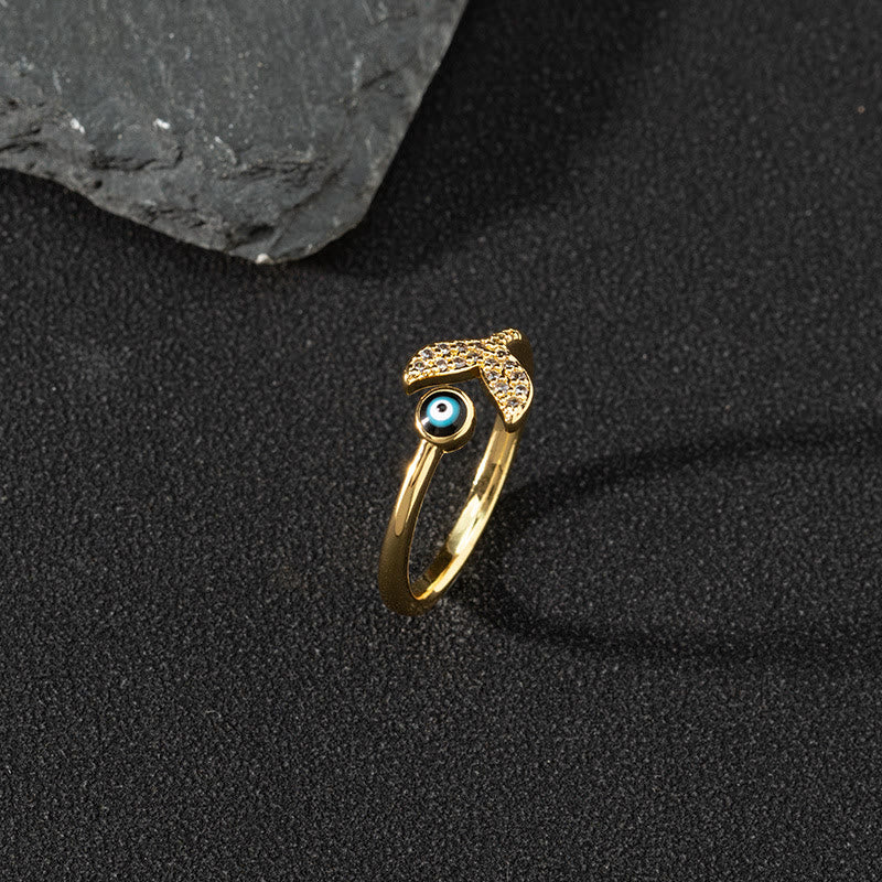 Olivenorma White Zircon Ring Evil Eye Adjustable Ring