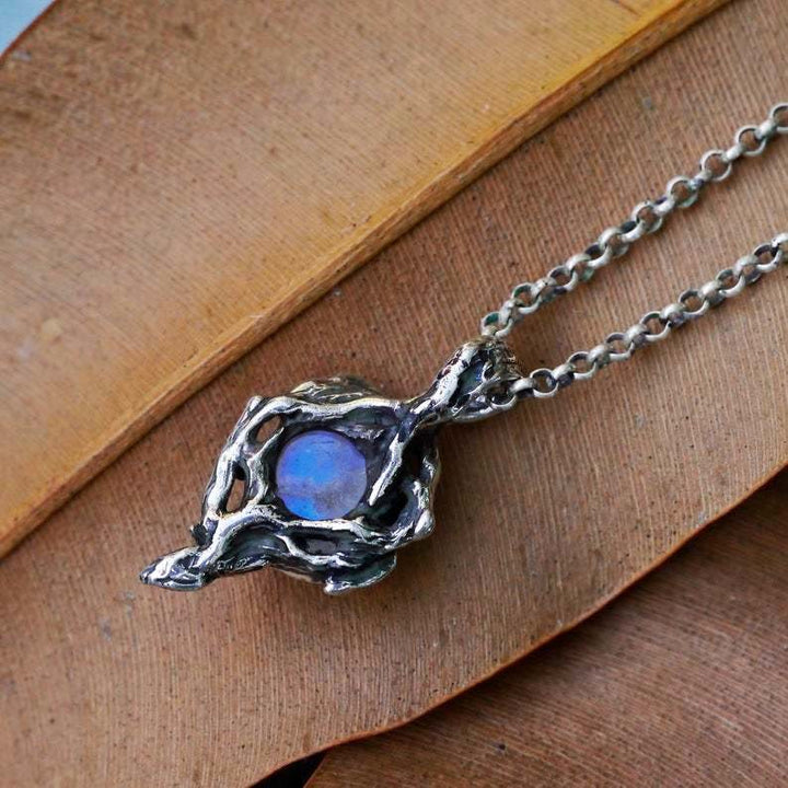 Olivenorma Moonstone Flame Drop Pendant Necklace