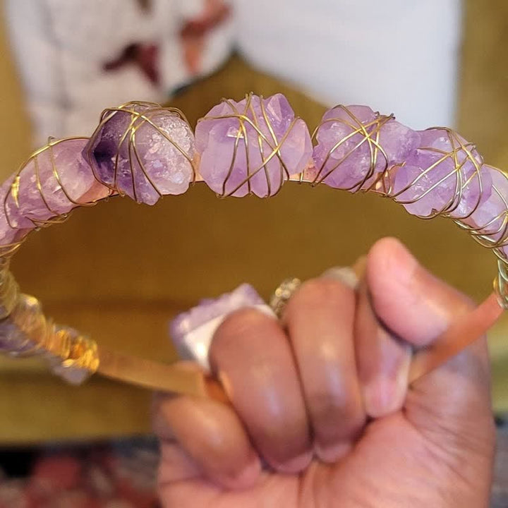 (Clearance 30% OFF / CODE: OFF30) - Olivenorma Handcrafted Hairpiece Amethyst Crystal Crow