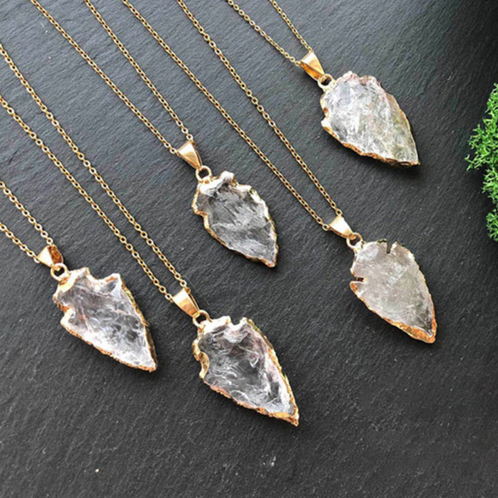 Olivenorma Natural Crystal Carnelian Arrowhead Necklace - Clear Quartz - image 7