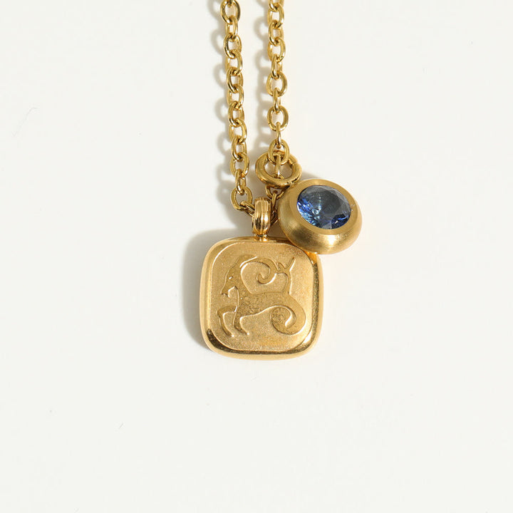 Olivenorma Twelve Zodiac Twelve Month Birthstone Pendant Necklace