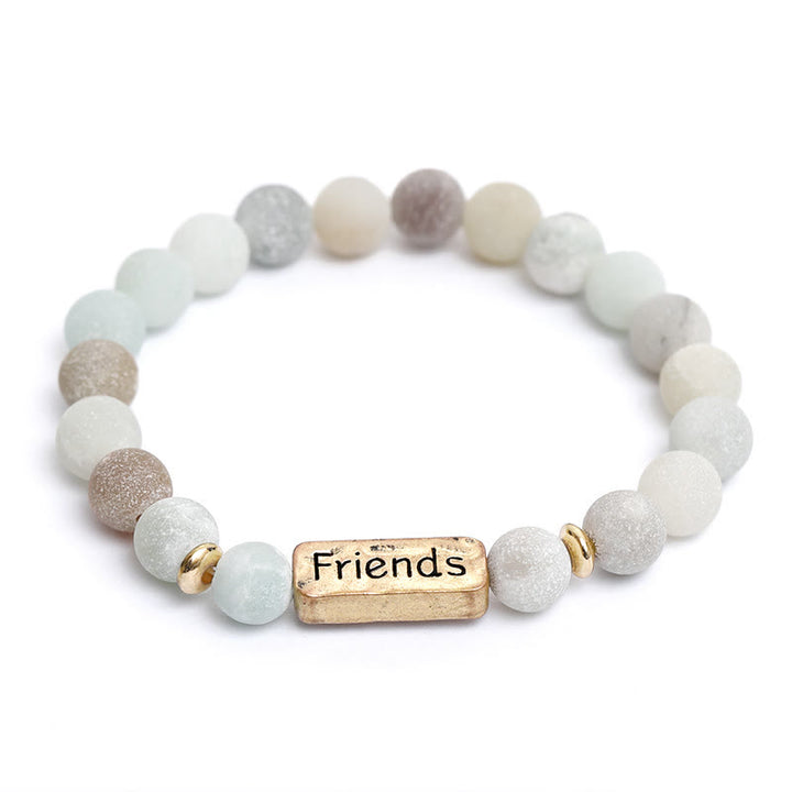 Olivenorma Natural Gemstone Friends Engraving Bracelet