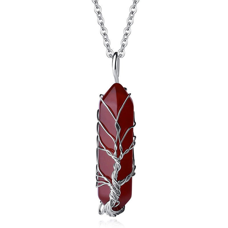 Olivenorma Crystal With Tree Of Life Gemstone Necklace